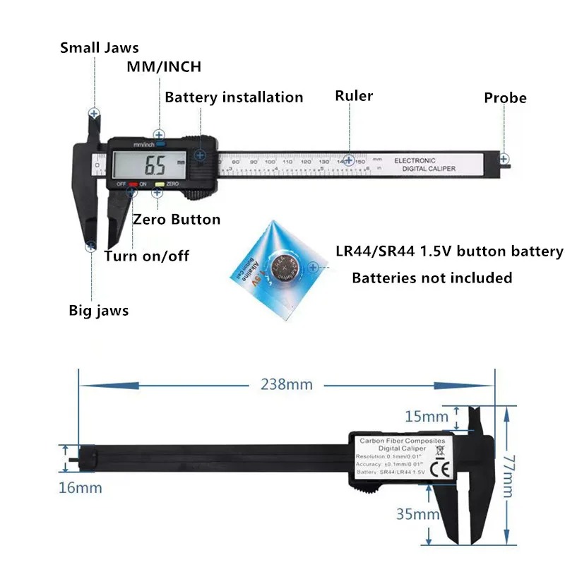 Calibrador Digital electrónico - Digital Caliper 150Mm Stainless Steel reseña y precio