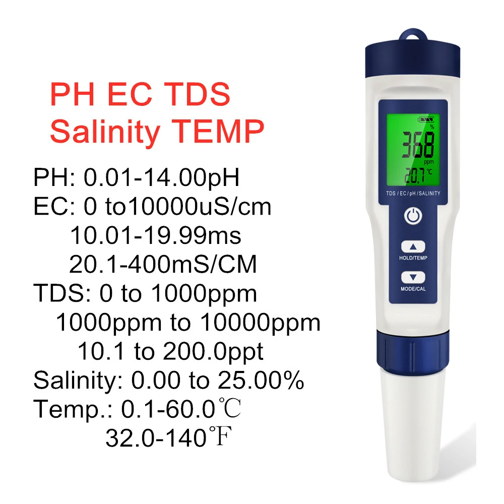 Medidor Digital de PH TDS EC 5 - Ph Meter Digital Water Tester reseña y precio