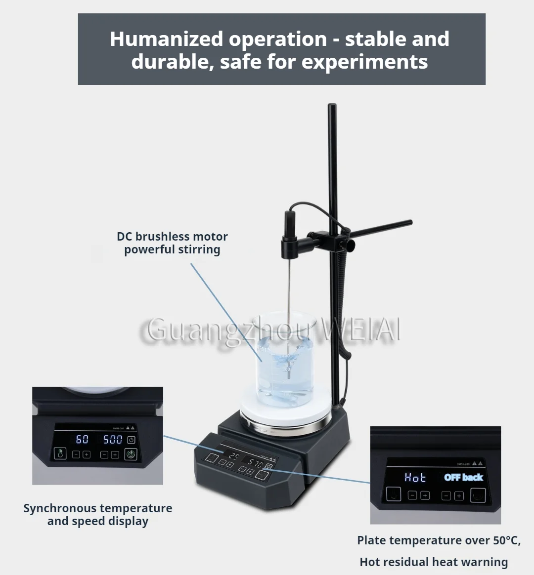 WEIAI-máquina mezcladora de pl - Lab Magnetic Stirrer Hot Plate reseña y precio