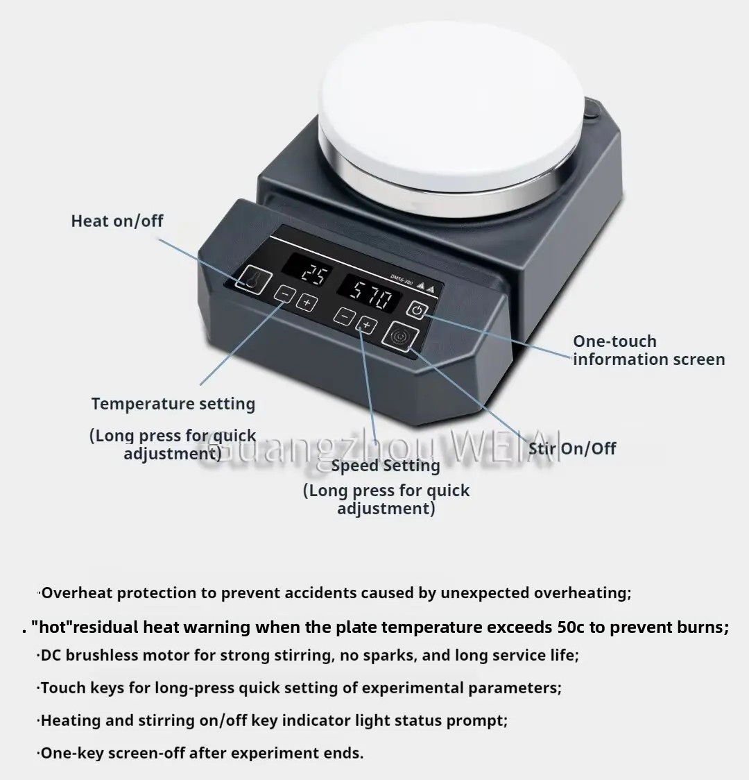 WEIAI-máquina mezcladora de pl - Lab Magnetic Stirrer Hot Plate reseña y precio